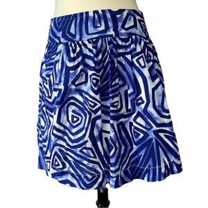 Victor Alfaro Blue Skirt 6 Abstract Lined Pockets Mini Career Printed